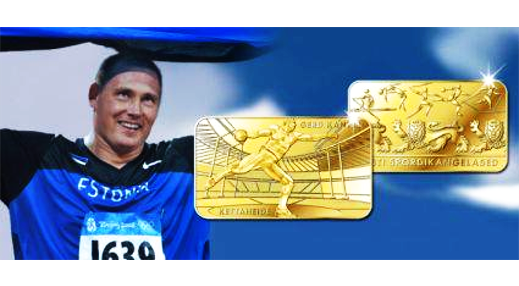 Eesti olümpiasangar Gerd Kanter jäädvustati kuldplaadile