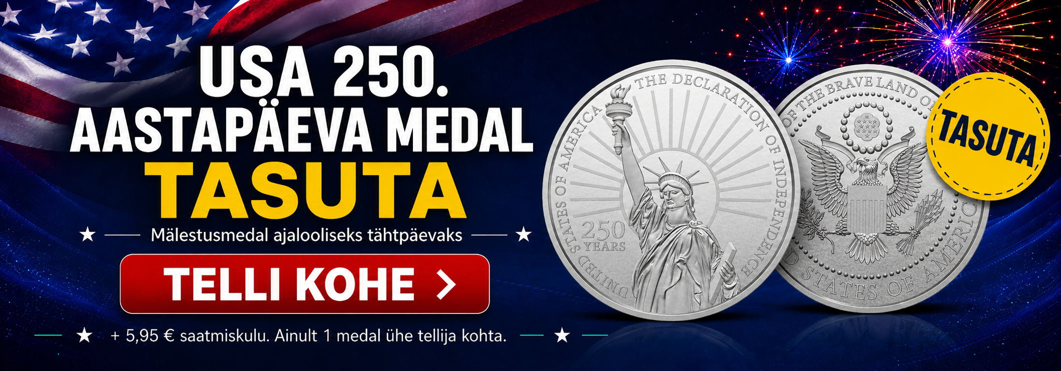 Tasuta medal „Ameerika Ühendriigid – 250 aastat“