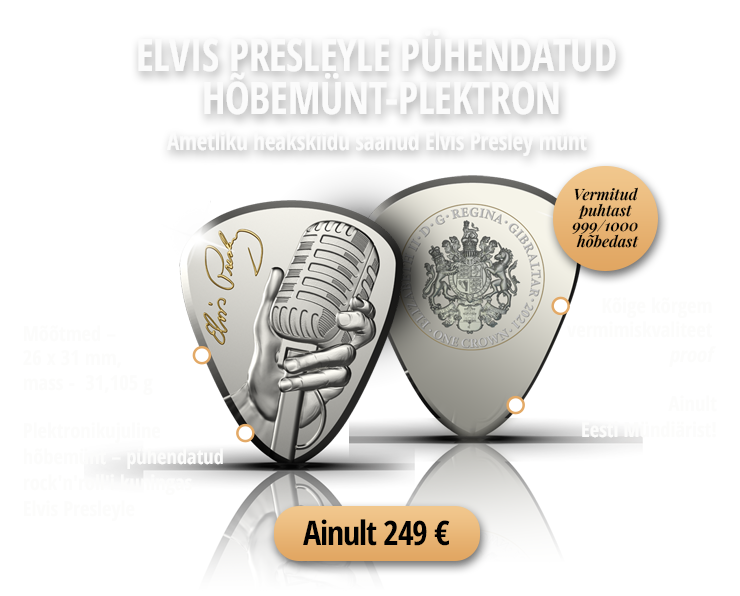 Elvis Presleyle pühendatud hõbemünt - plektron