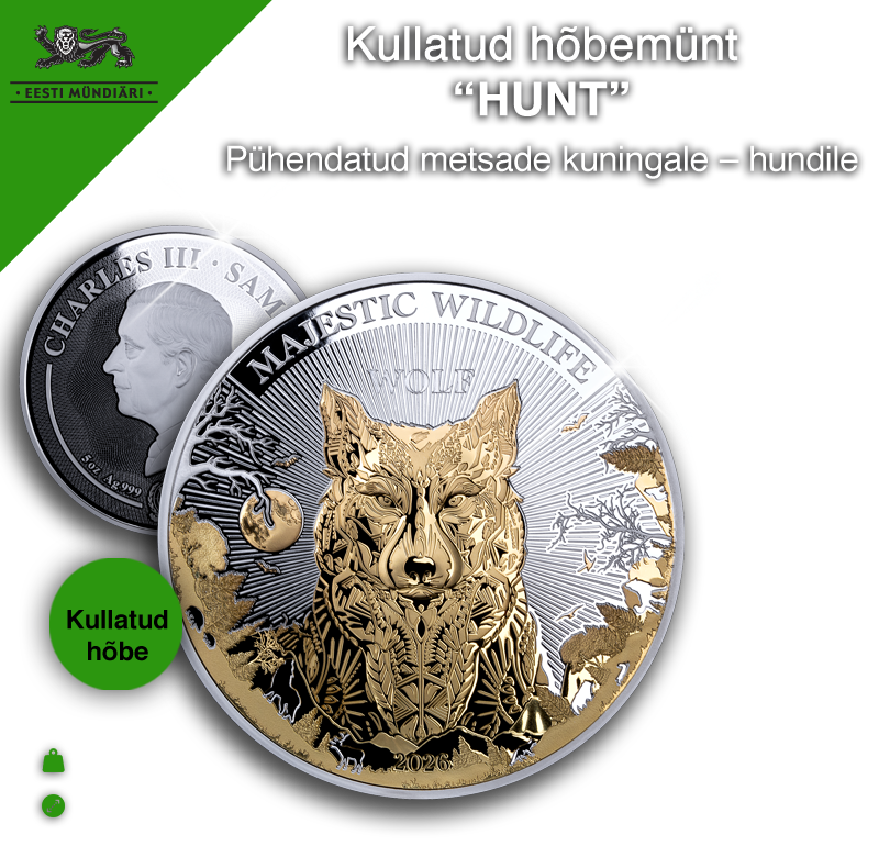 Kullatud hõbemünt “Hunt”