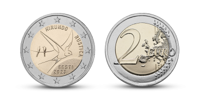 Kollektsioon „Eesti 2-eurosed pühendusmündid“, esimene münt – „Rahvuslind suitsupääsuke“