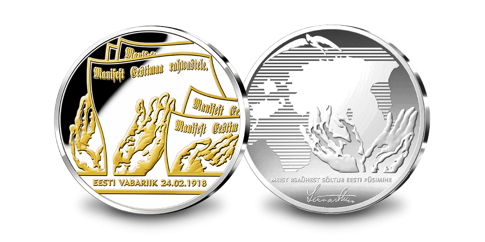 Kulla ja hõbedaga kaetud medal „Eesti Vabariik 24.02.1918“ medal 