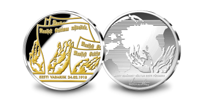 Kulla ja hõbedaga kaetud medal „Eesti Vabariik 24.02.1918“ medal 