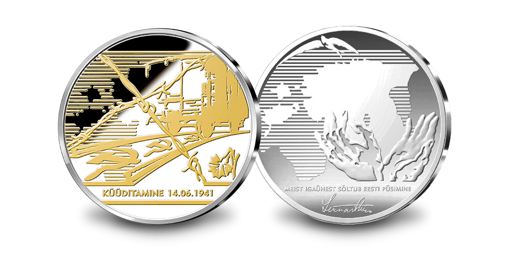 Juuniküüditamisele pühendatud, kulla ja hõbedaga kaetud medal 