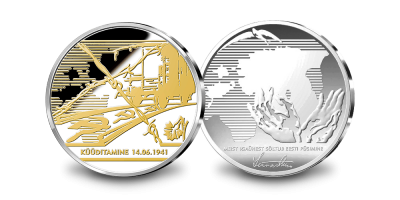 Juuniküüditamisele pühendatud, kulla ja hõbedaga kaetud medal