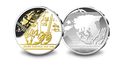 1343.–1345. aasta Jüriöö ülestõusule pühendatud, kulla ja hõbedaga kaetud medal 