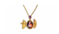 Kaunis sinine kaelaehe Swarvoski kristallidega „Jeesuse püha süda“2