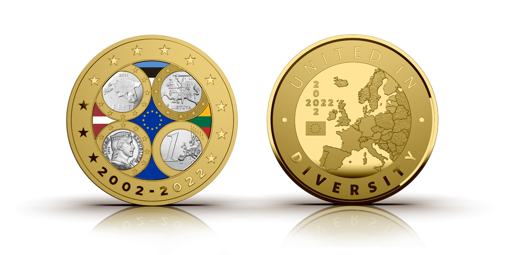Esimene medal „Eesti, Leedu ja Läti esimesed euromündid” Esimene medal „Eesti, Leedu ja Läti esimesed euromündid”