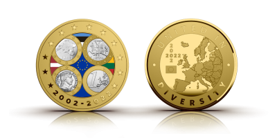 Kollektsioon „20 aastat eurot”, esimene medal „Eesti, Leedu ja Läti esimesed euromündid”