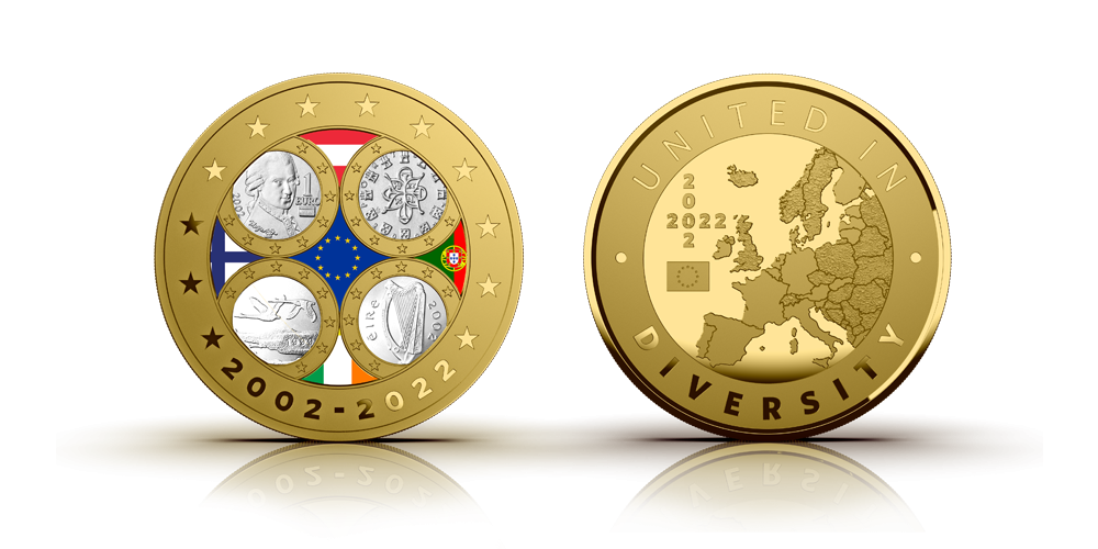 Medal „Portugali, Iirimaa, Soome ja Austria esimesed euromündid”