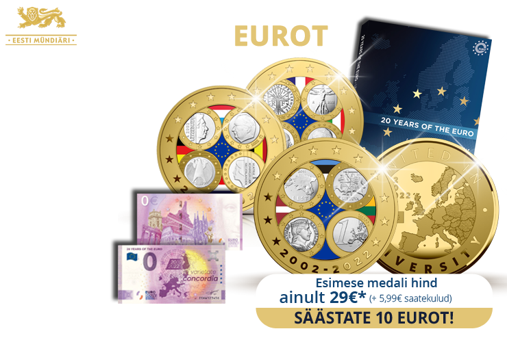 Kollektsioon „20 aastat eurot”, esimene medal „Eesti, Leedu ja Läti esimesed euromündid”