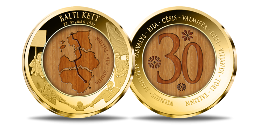 Kullatud medal „Balti keti 30. aastapäev“