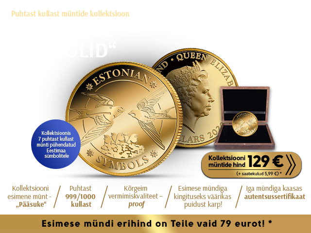 Puhtast kullast müntide kollektsioon „Eestimaa sümbolid“, esimene münt „Suitsupääsuke“