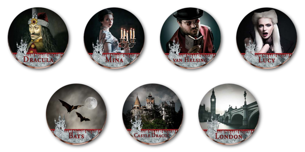 Värviliste müntide komplekt „Dracula lugu“ Värviliste müntide komplekt „Dracula lugu“
