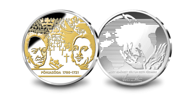 1700.–1721. a Põhjasõjale pühendatud, kulla ja hõbedaga kaetud medal 