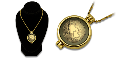 Medaljon puhtast kullast mündiga „Kaks südant“