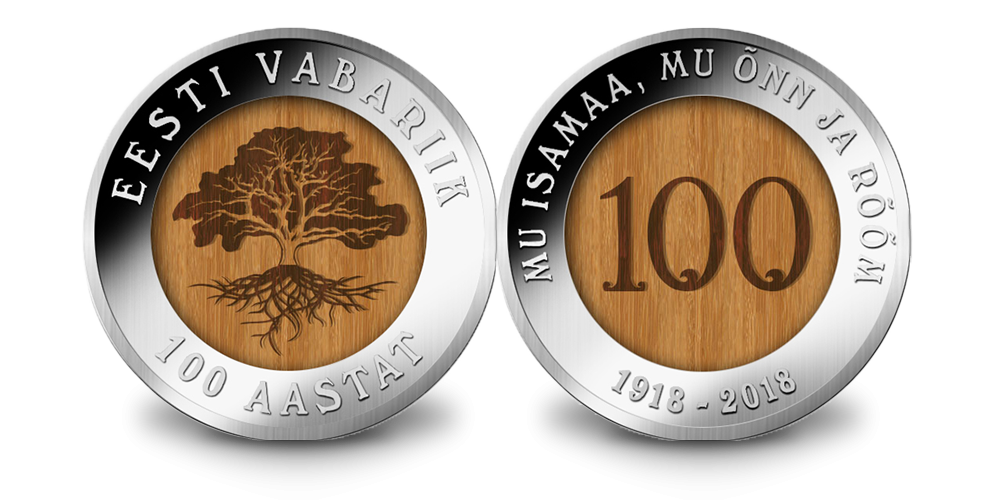 Tammepuidust medal „Eesti Vabariik 100“