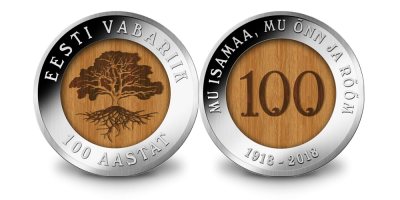 Tammepuidust südamikuga medal „Eesti Vabariik 100“