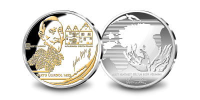 Tartu Ülikooli asutamisele pühendatud, kulla ja hõbedaga kaetud medal 