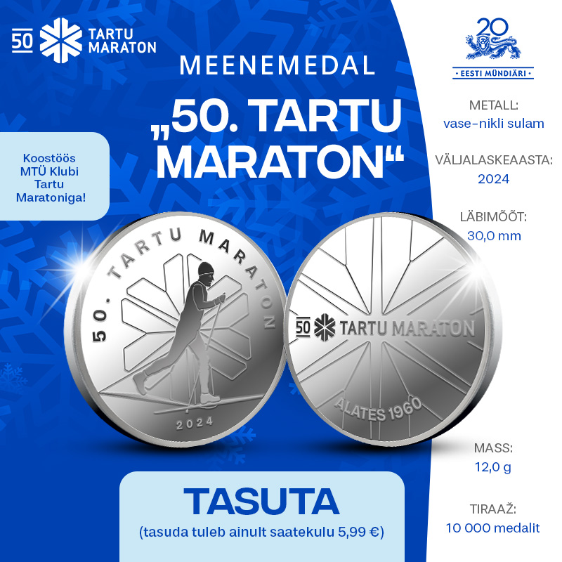 Tasuta meenemedal „50. Tartu maraton“